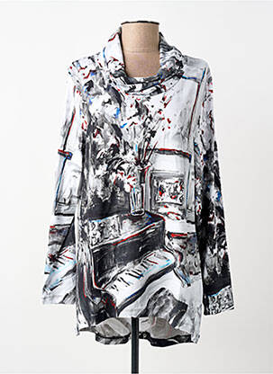 Tunique manches longues imprimé fantaisie gris DOLCEZZA femme