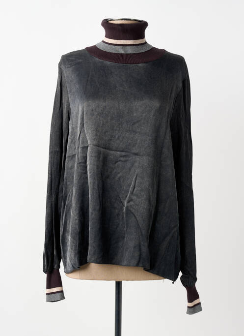 Pull col roulé stretch manches longues gris TRICOT CHIC femme