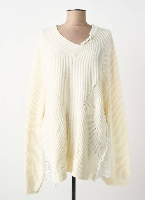 Pull tunique stretch manches longues beige ELISA CAVALETTI femme