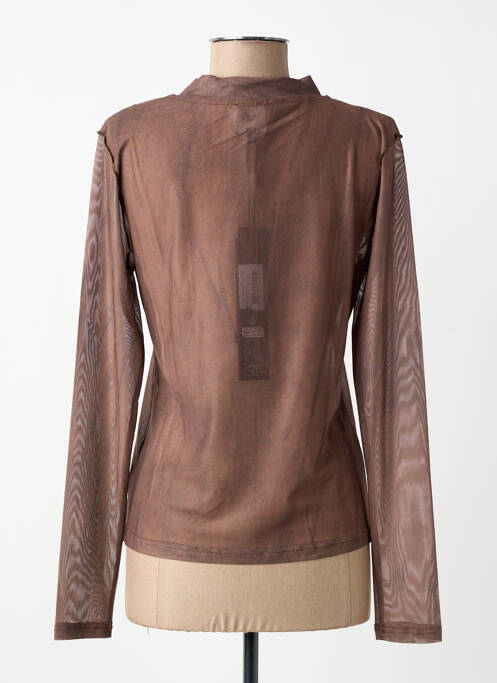 Top coupe cintrée manches longues marron NÜ femme