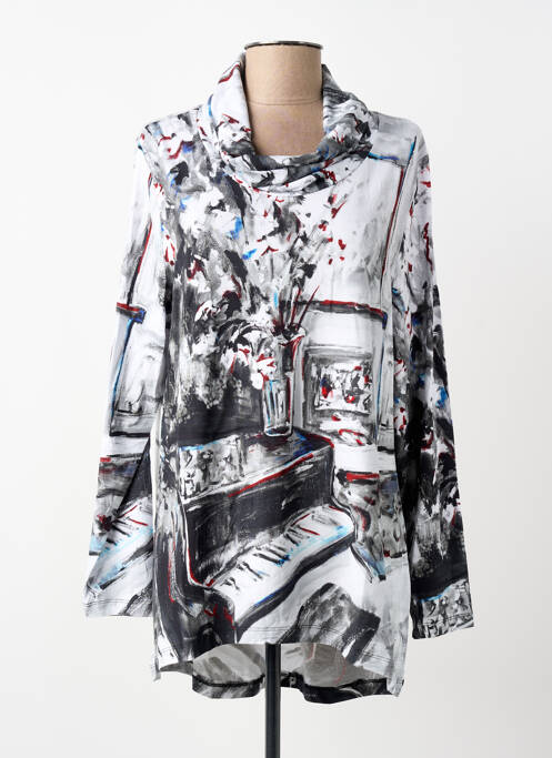 Tunique manches longues imprimé fantaisie gris DOLCEZZA femme