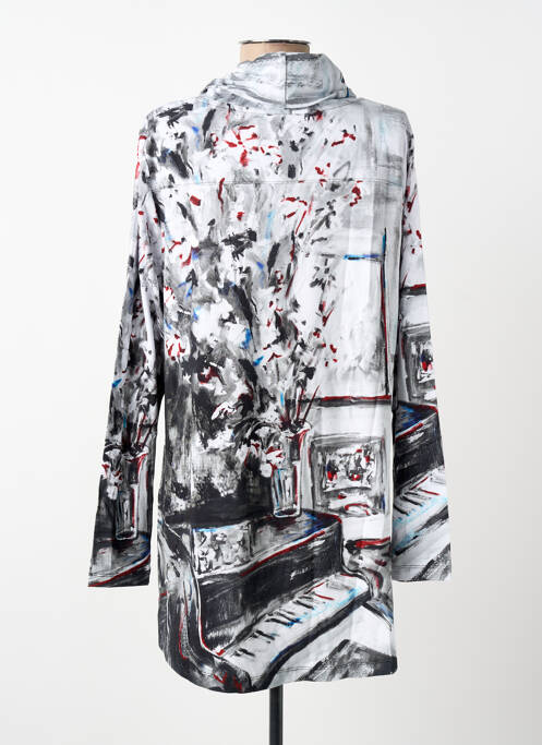 Tunique manches longues imprimé fantaisie gris DOLCEZZA femme