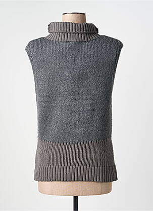 Pull col roulé coupe cintrée sans manche gris NÜ femme