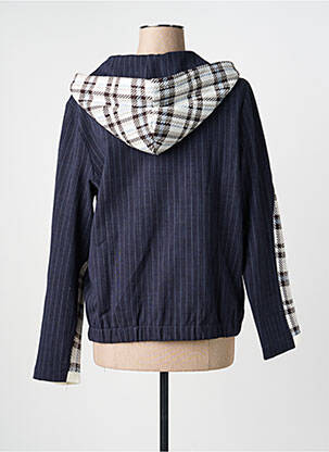Sweat-shirt à capuche col v manches longues bleu TRICOT CHIC femme