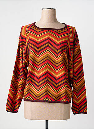 Pull coupe droite manches longues orange SURKANA femme