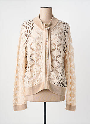 Gilet manches longues resserrée sur le bas beige ELISA CAVALETTI femme