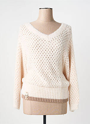 Pull col v manches longues blanc ELISA CAVALETTI femme
