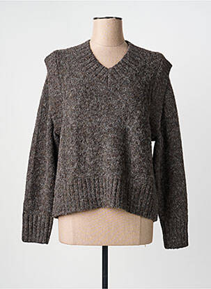 Pull col v manches longues gris NÜ femme