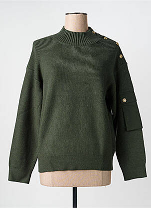 Pull col rond manches longues vert K-DESIGN femme