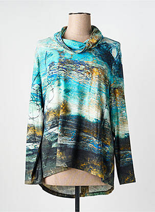 Top imprimé fantaisie manches longues bleu DOLCEZZA femme