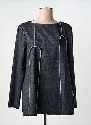 Top imprimé fantaisie manches longues noir OZAI N KU femme