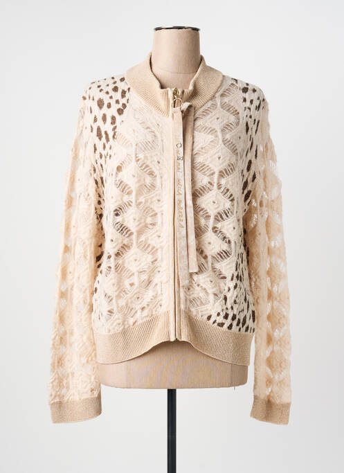 Gilet manches longues resserrée sur le bas beige ELISA CAVALETTI femme