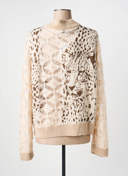 Gilet manches longues resserrée sur le bas beige ELISA CAVALETTI femme