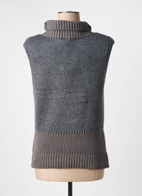 Pull col roulé coupe cintrée sans manche gris NÜ femme