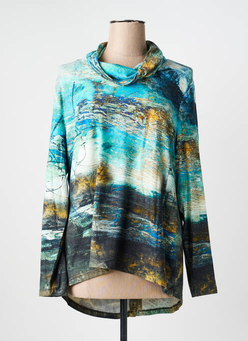 Top imprimé fantaisie manches longues bleu DOLCEZZA femme