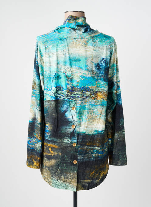 Top imprimé fantaisie manches longues bleu DOLCEZZA femme