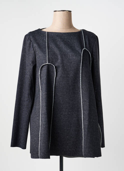 Top imprimé fantaisie manches longues noir OZAI N KU femme