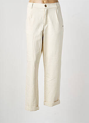Pantalon droit fermeture zippée sous rabat boutonné beige GARCIA femme