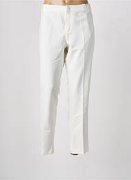 Pantalon droit fermeture zippée sous rabat avec crochet blanc SIGNE NATURE femme