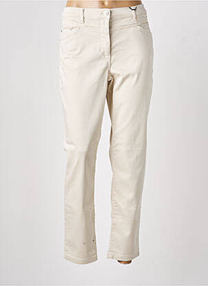 Pantalon droit fermeture zippée sous rabat boutonné beige BETTY BARCLAY femme