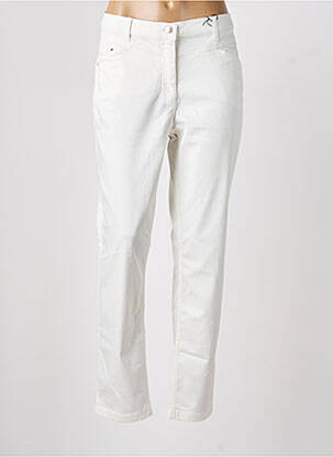 Pantalon droit fermeture zippée sous rabat boutonné blanc BETTY BARCLAY femme