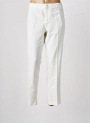 Pantalon droit fermeture zippée sous rabat avec crochet blanc SIGNE NATURE femme