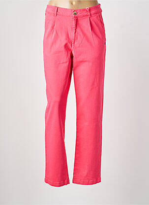 Pantalon droit fermeture zippée sous rabat boutonné rose GARCIA femme