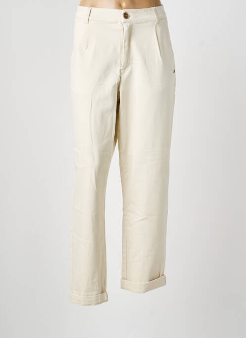 Pantalon droit fermeture zippée sous rabat boutonné beige GARCIA femme