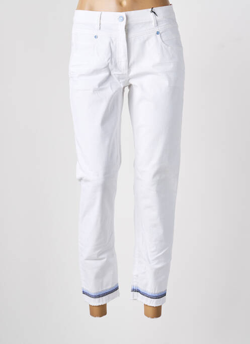 Pantalon 7/8 fermeture zippée sous rabat boutonné blanc BETTY BARCLAY femme