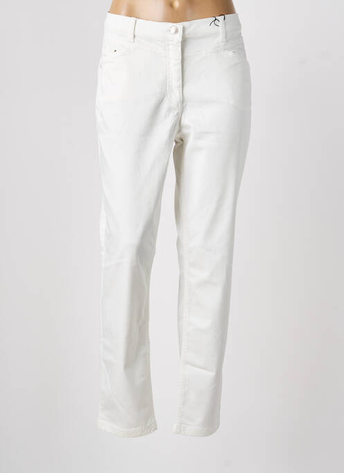 Pantalon droit fermeture zippée sous rabat boutonné blanc BETTY BARCLAY femme