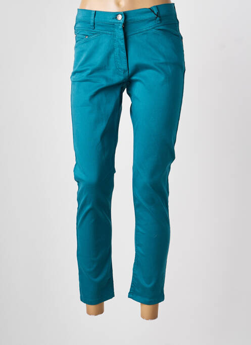 Pantalon droit fermeture zippée sous rabat boutonné bleu BETTY BARCLAY femme