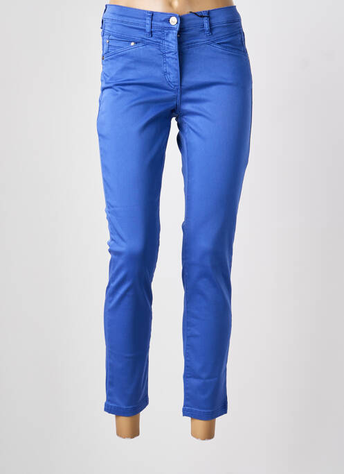 Pantalon droit fermeture zippée sous rabat boutonné bleu fonce BETTY BARCLAY femme