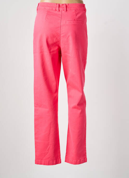 Pantalon droit fermeture zippée sous rabat boutonné rose GARCIA femme