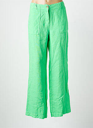 Pantalon droit tissage crêpe taille normale vert SIGNE NATURE femme