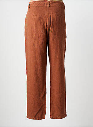 Pantalon droit tissage crêpe taille normale marron ONE STEP femme