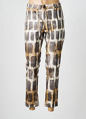 Pantalon 7/8 tissage popeline taille normale marron MKT STUDIO femme