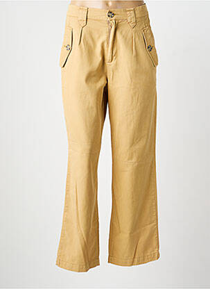 Pantalon droit tissage popeline taille normale beige GARCOA femme