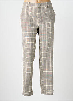 Pantalon droit fermeture zippée sous rabat avec crochet taille normale beige SIGNE NATURE femme