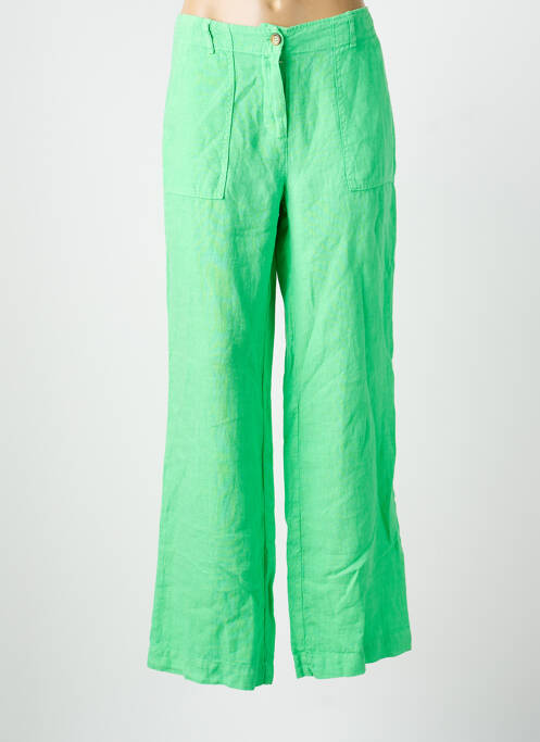 Pantalon droit tissage crêpe taille normale vert SIGNE NATURE femme