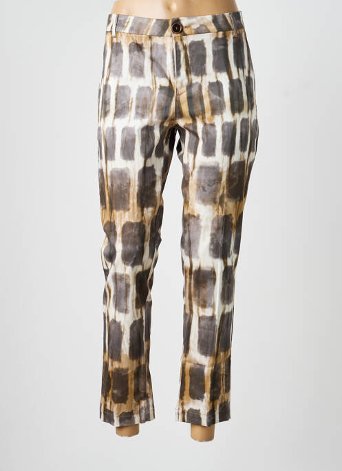 Pantalon 7/8 tissage popeline taille normale marron MKT STUDIO femme