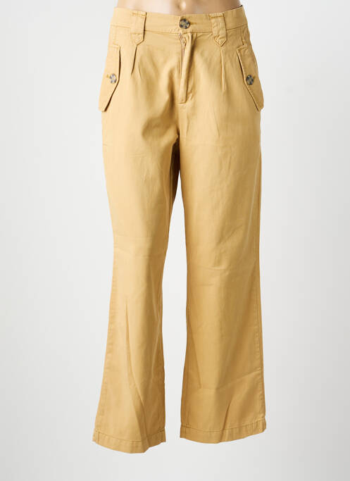 Pantalon droit tissage popeline taille normale beige GARCOA femme