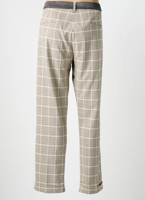 Pantalon droit fermeture zippée sous rabat avec crochet taille normale beige SIGNE NATURE femme