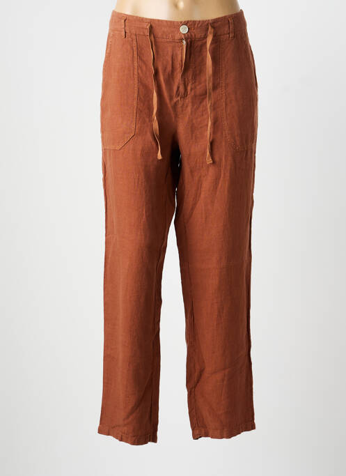Pantalon droit taille à pinces taille normale marron ONE STEP femme