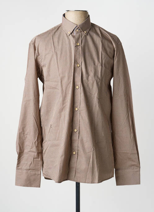 Chemise manches longues imprimé fantaisie marron EMYLE homme