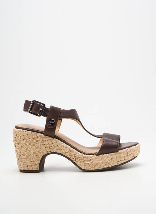 Sandales/nu pieds semi compensé talon de 7 à 9cm marron ADIGE femme
