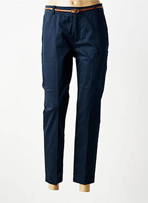 Pantalon chino fermeture zippée sous rabat boutonné taille normale bleu B.YOUNG femme