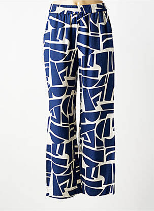 Pantalon large tissage popeline taille normale bleu B.YOUNG femme