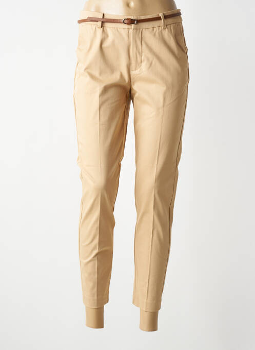 Pantalon chino tissage popeline taille normale beige B.YOUNG femme