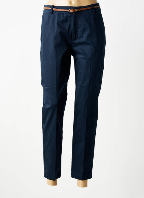 Pantalon chino fermeture zippée sous rabat boutonné taille normale bleu B.YOUNG femme