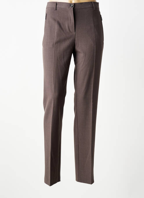 Pantalon droit fermeture zippée sous rabat boutonné taille normale gris BRANDTEX femme